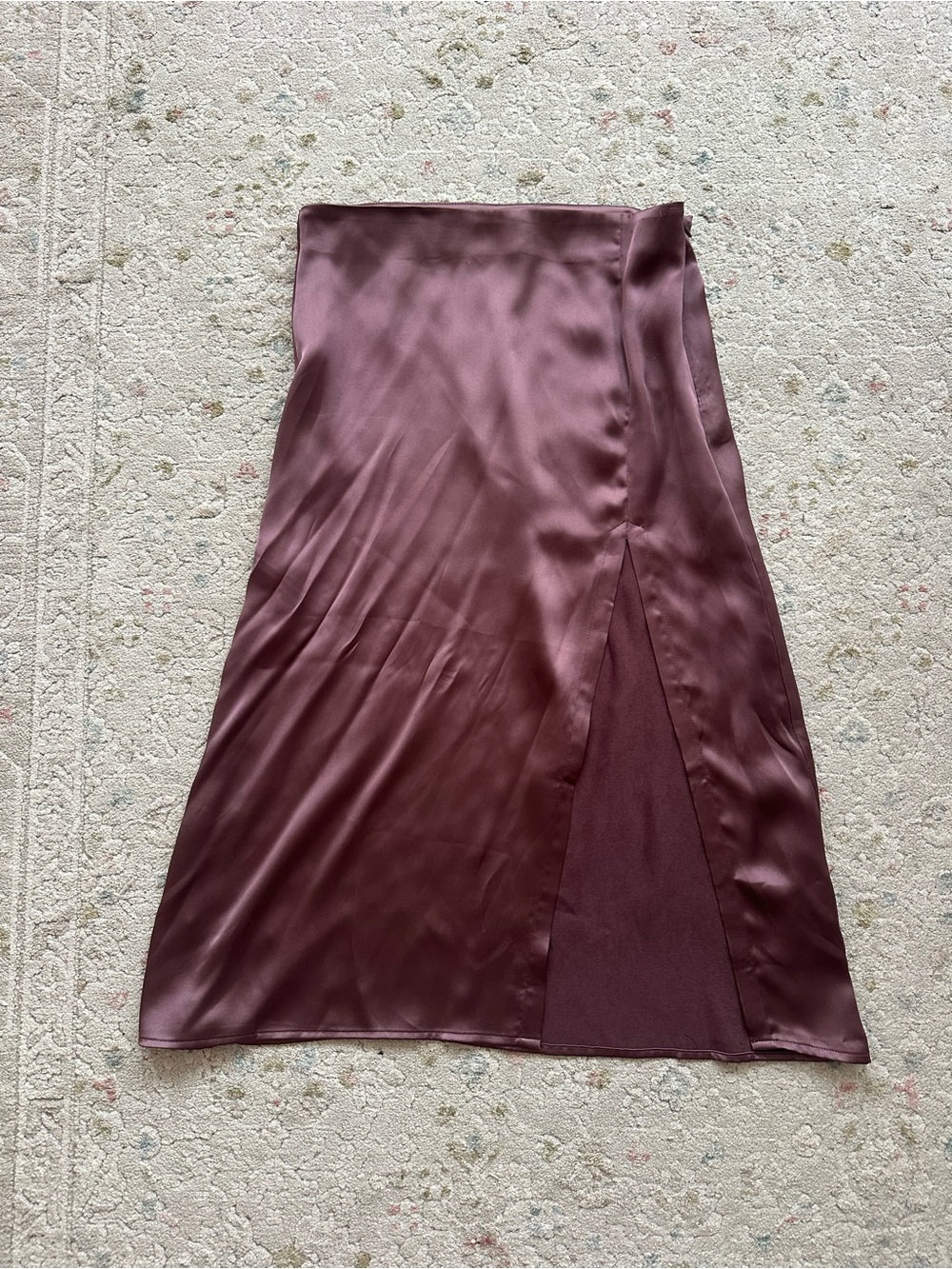 Silky Rose pink  Midi Skirt with Side Slit NEVER WORN